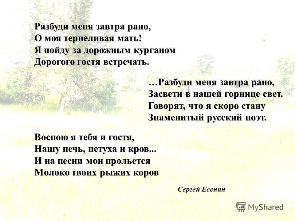 Разбуди мне завтра рано стих Разбуди мне завтра рано стих