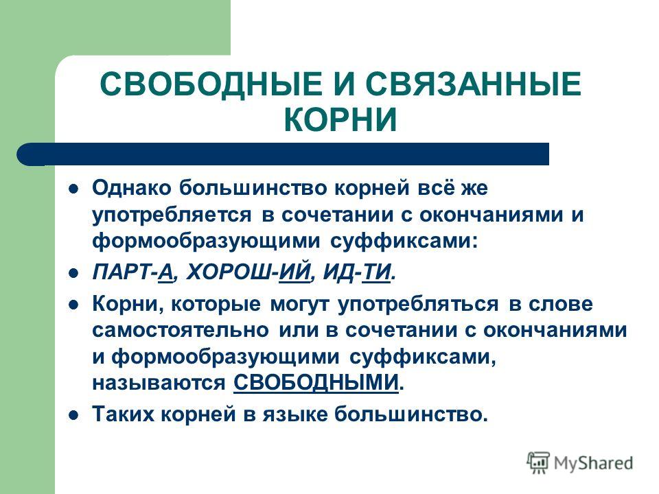 Примеры слов со связанным корнем Примеры слов со связанным корнем