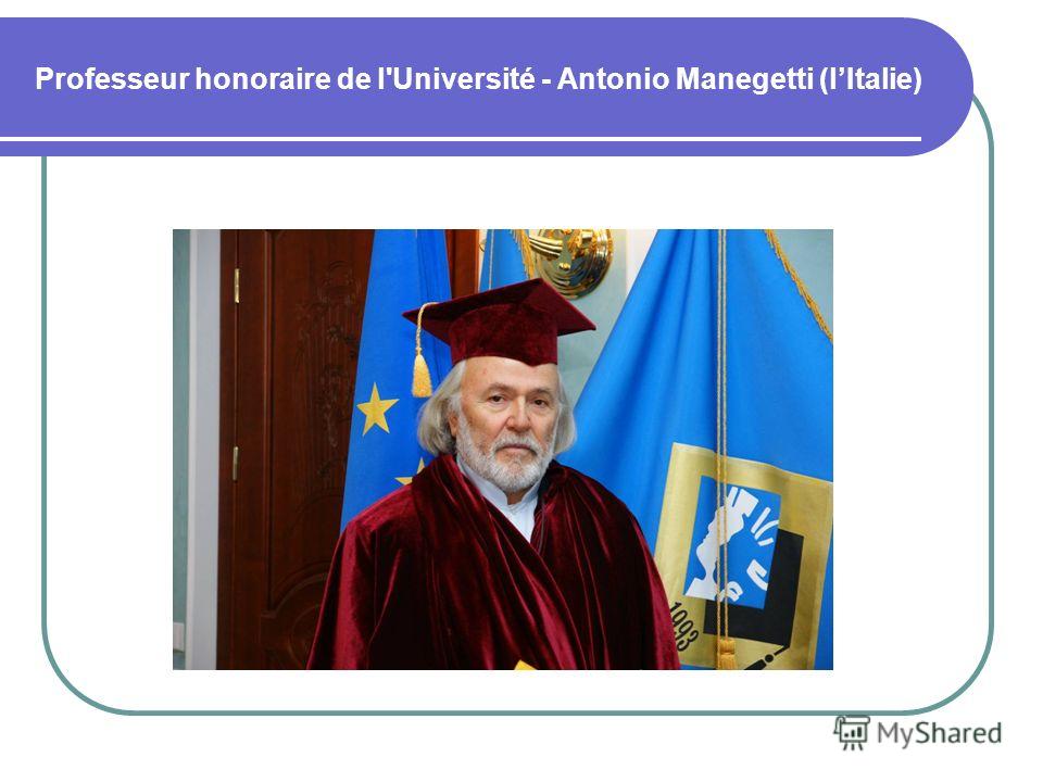 Professeur honoraire de l'Université - Antonio Manegetti (lItalie)