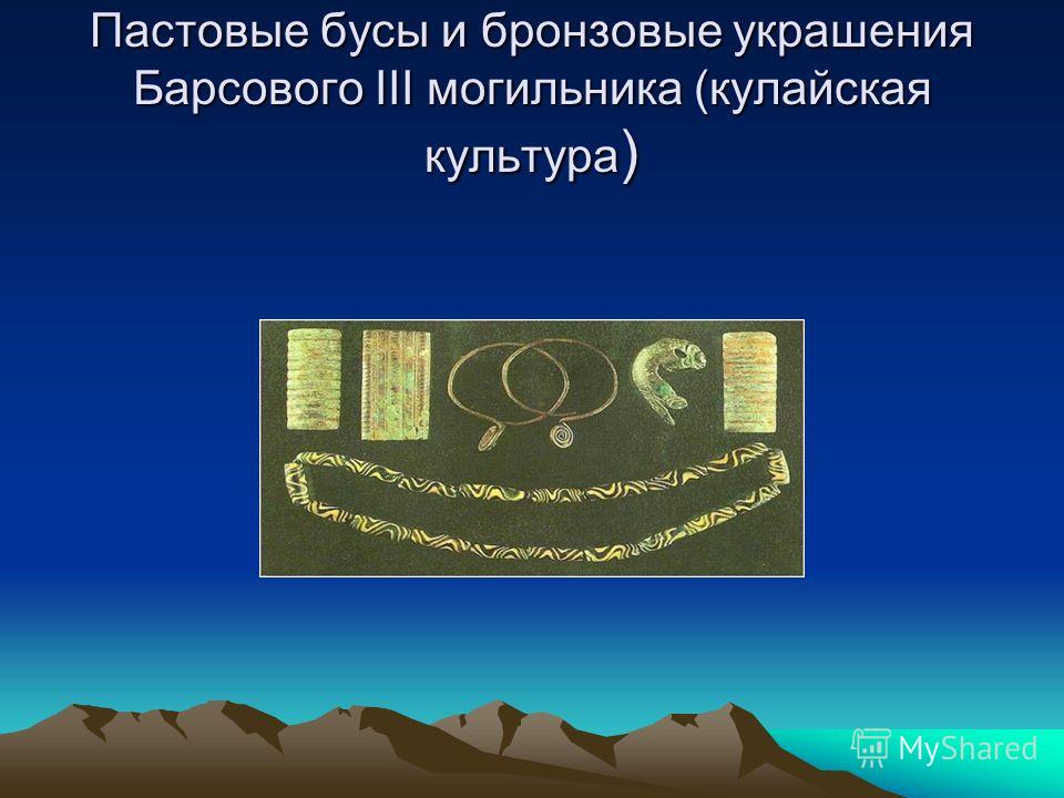 Пастовые бусы и бронзовые украшения Барсового III могильника (кулайская культура )