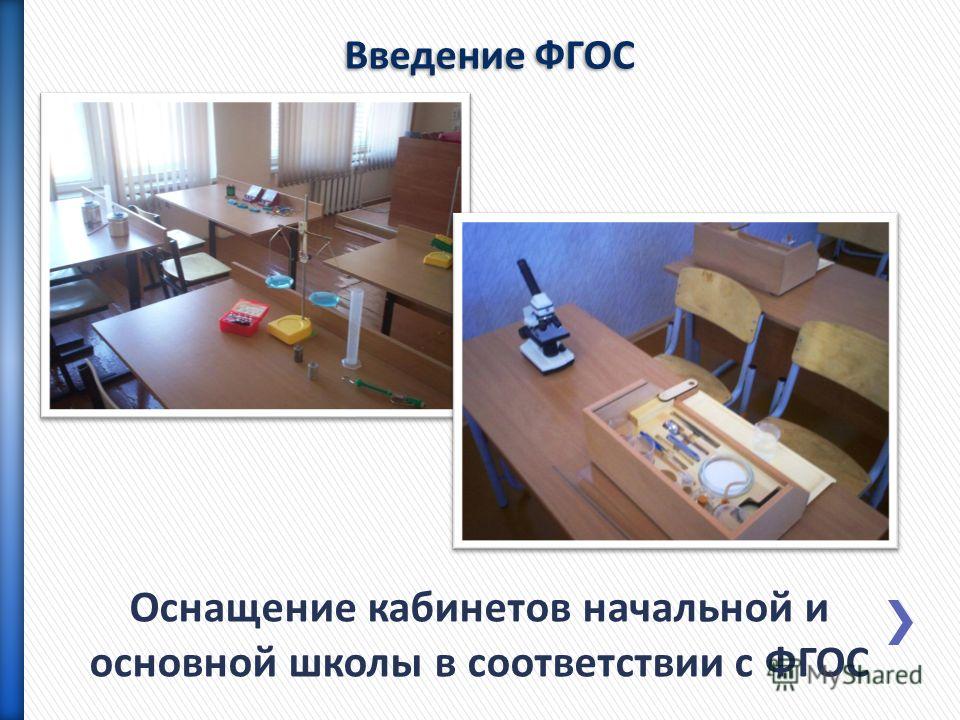Оснащение кабинетов начальной и основной школы в соответствии с ФГОС Введение ФГОС