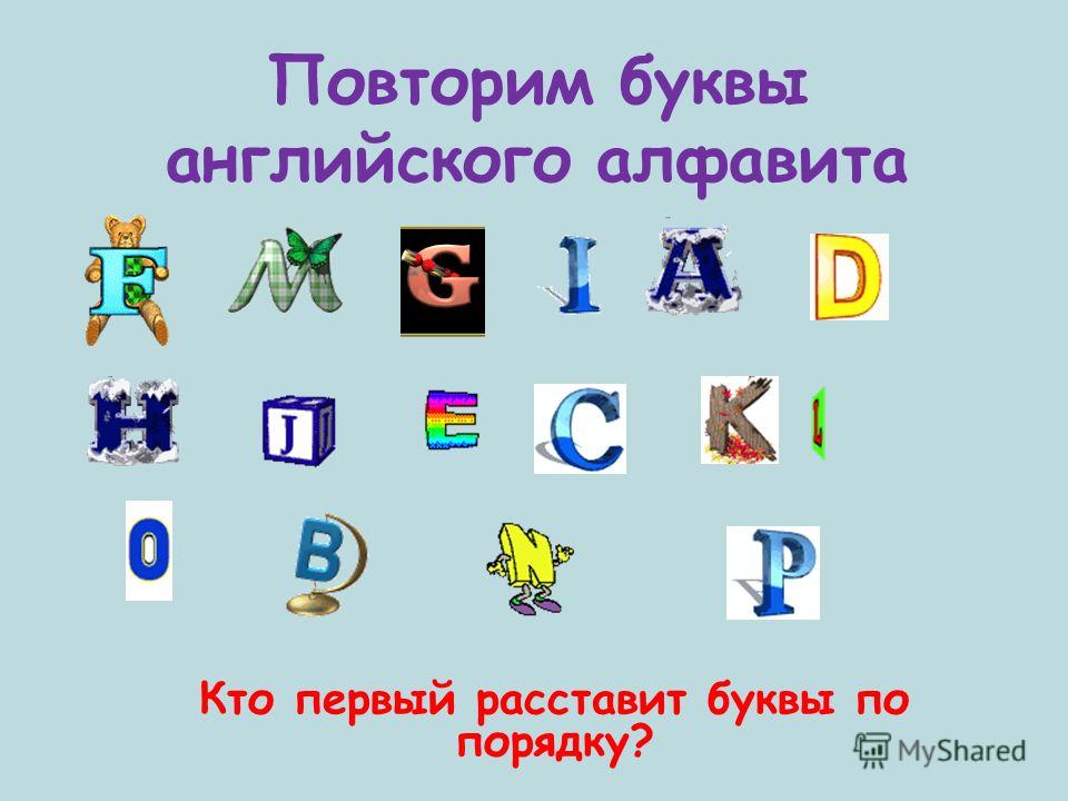 Повторим буквы английского алфавита Кто первый расставит буквы по порядку?