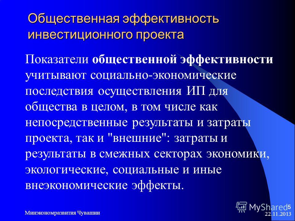 Общественная эффективность проекта это