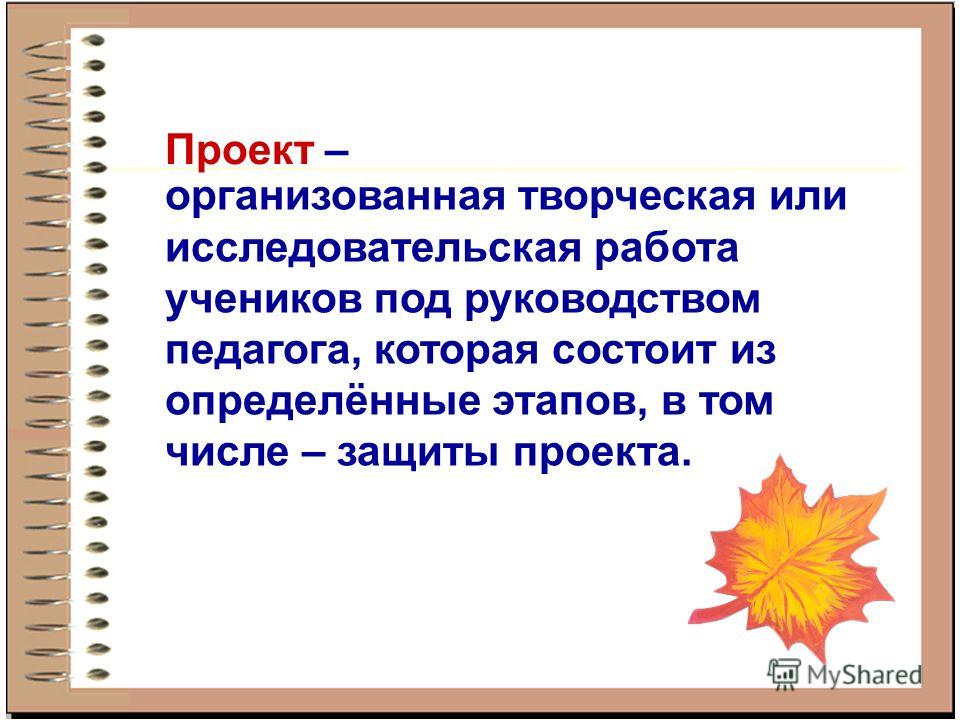 Проекты выполняемые одним учеником под руководством педагога