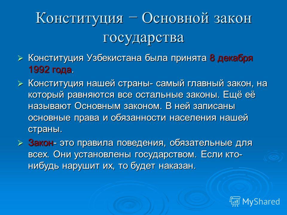 Реферат: Конституция - основной закон государства