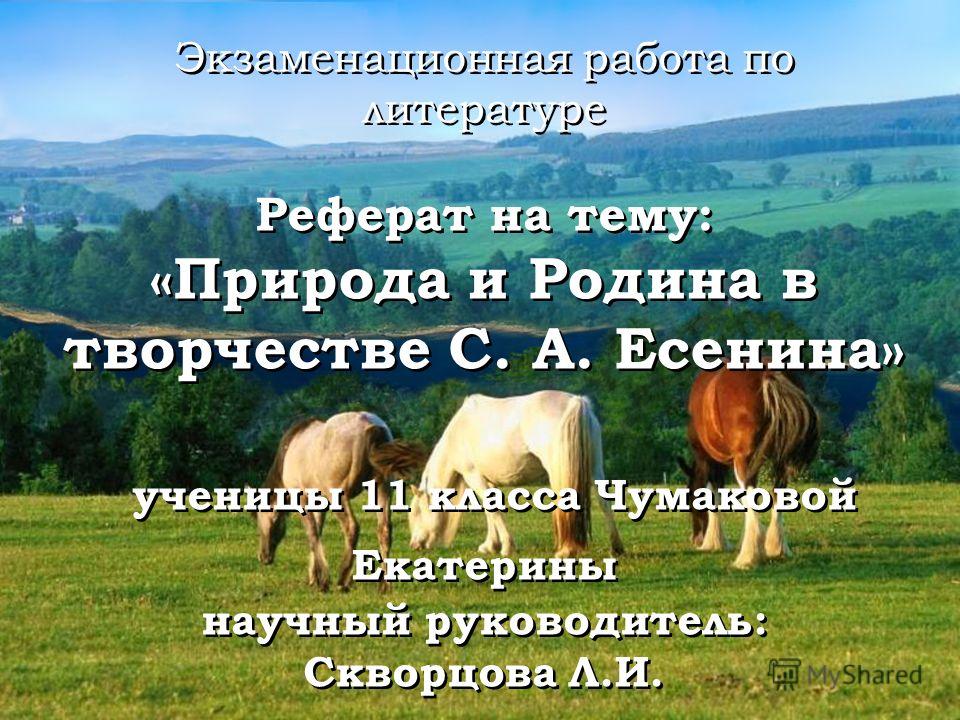 Сочинение: Тема природы в поэзии С. А. Есенина