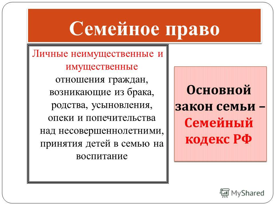 Неимущественные отношения в семье думал бессчетных