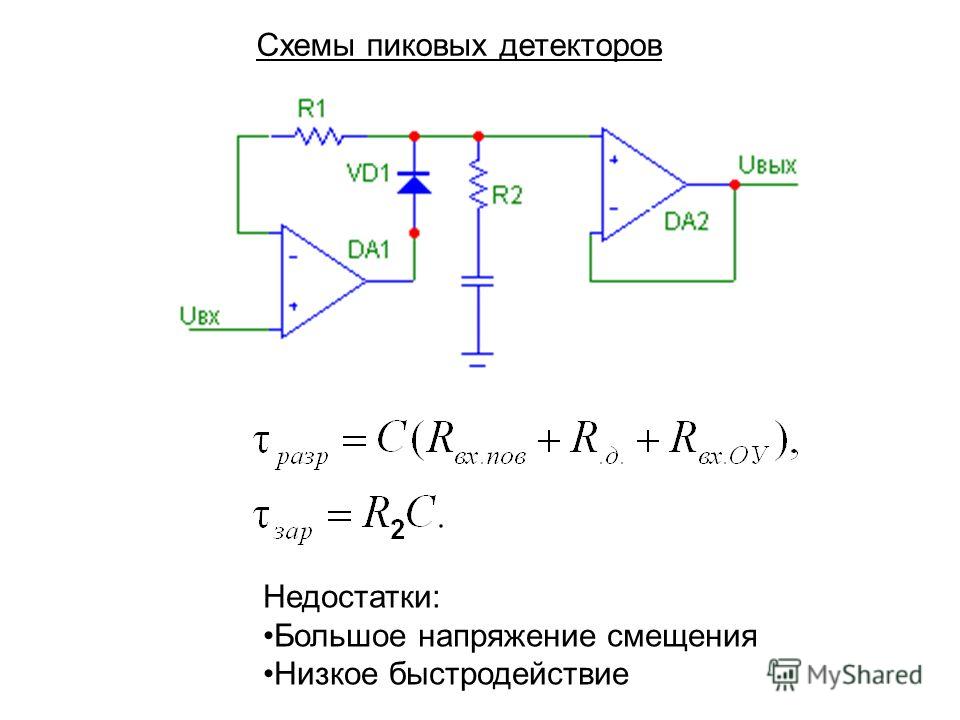 Схема пикового детектора для положительных напряжений