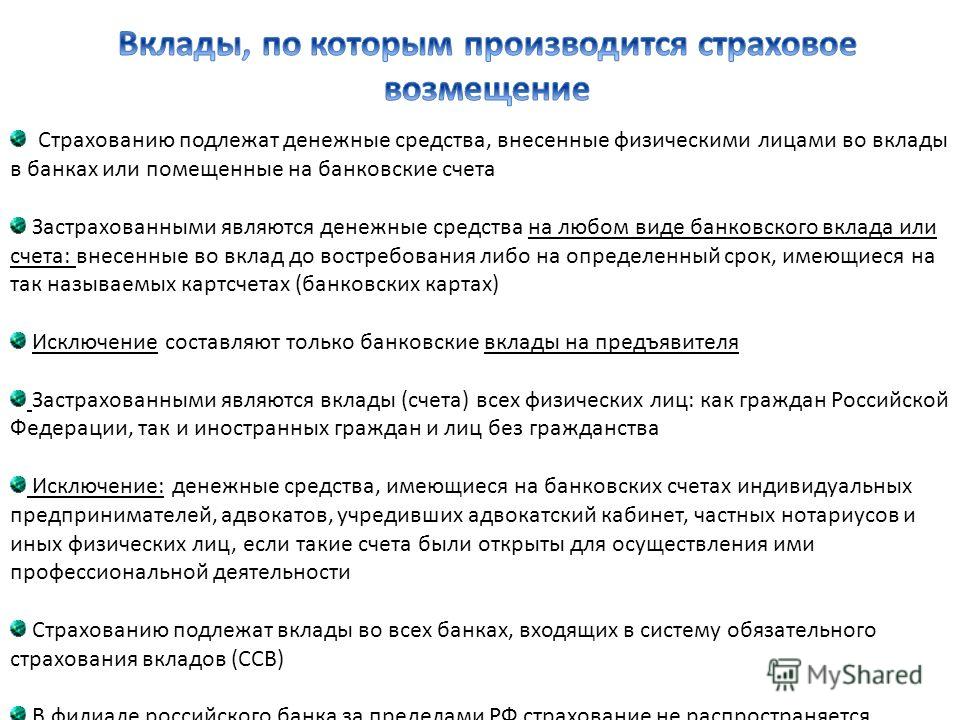 должно Страховое возмещение для физических лиц большинство