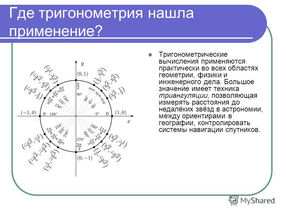 Презентация применение тригонометрических функций