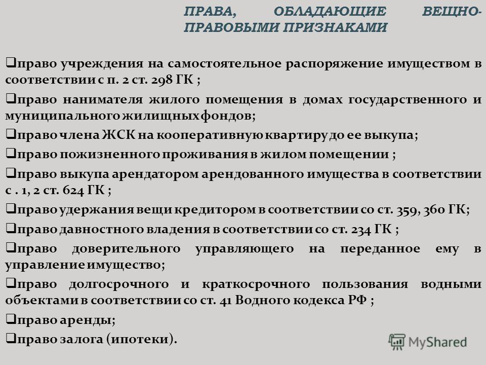 Самостоятельное право пользования жилым Самостоятельное право пользования жилым