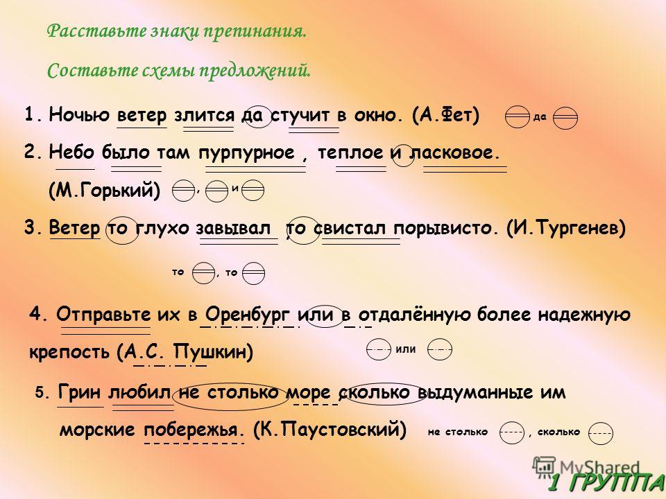 Саставить предложение по схеме