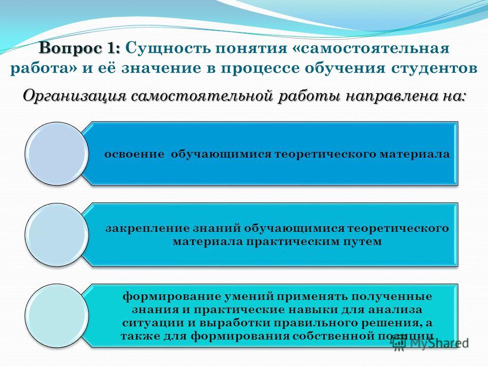 Самостоятельная работа в процессе обучения Самостоятельная работа в процессе обучения