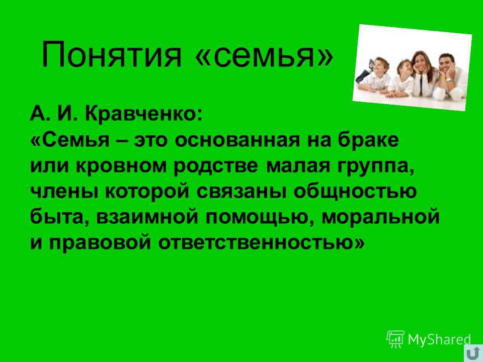 Понятия связанные с семьей Понятия связанные с семьей