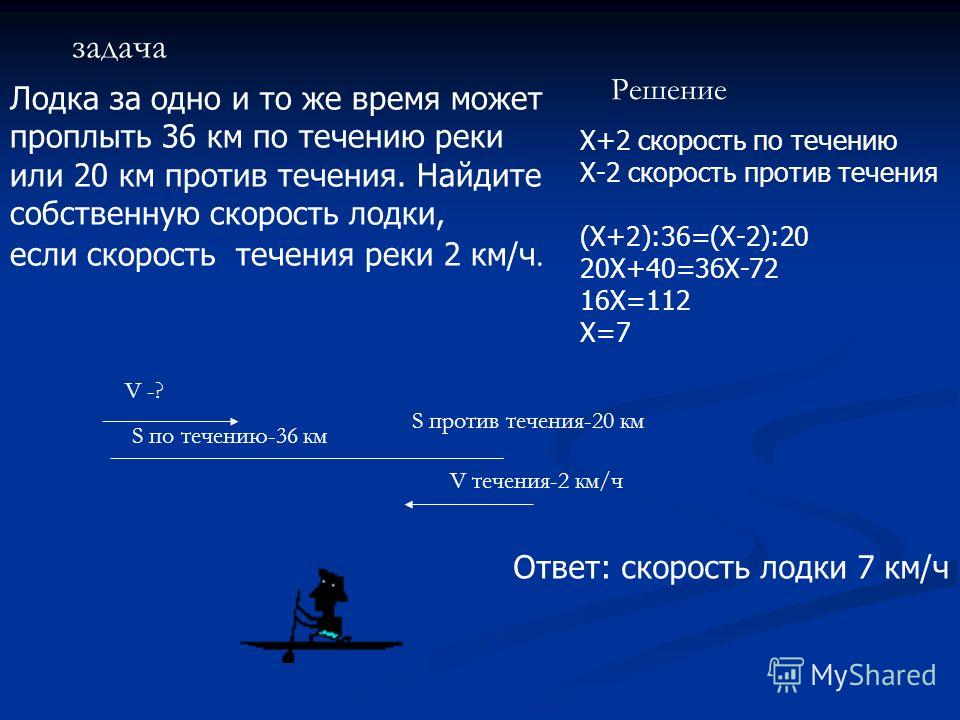 движение лодки по течению формулы движение лодки по течению формулы
