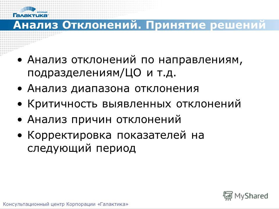 Анализ отклонения от плана проводят по следующей методике тест