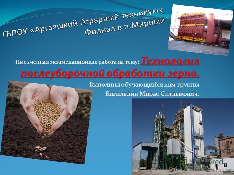 Реферат: Технология послеуборочной обработки зерна и семян в хозяйстве