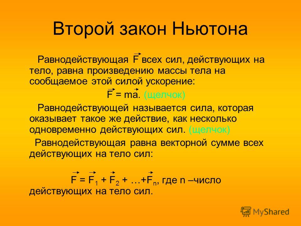 Равнодействующая сила всех сил приложенных к телу Равнодействующая сила всех сил приложенных к телу