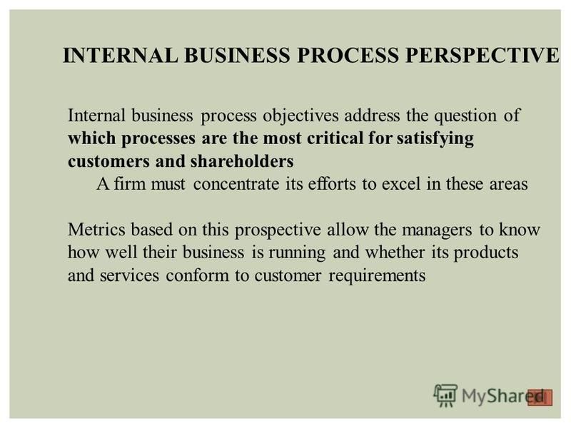 Internal Processes Perspective of the Balanced Scorecard