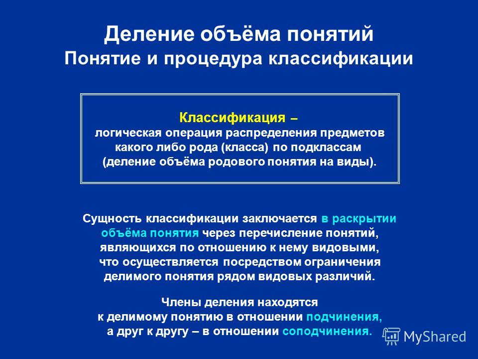 Деление и отношение понятий Деление и отношение понятий