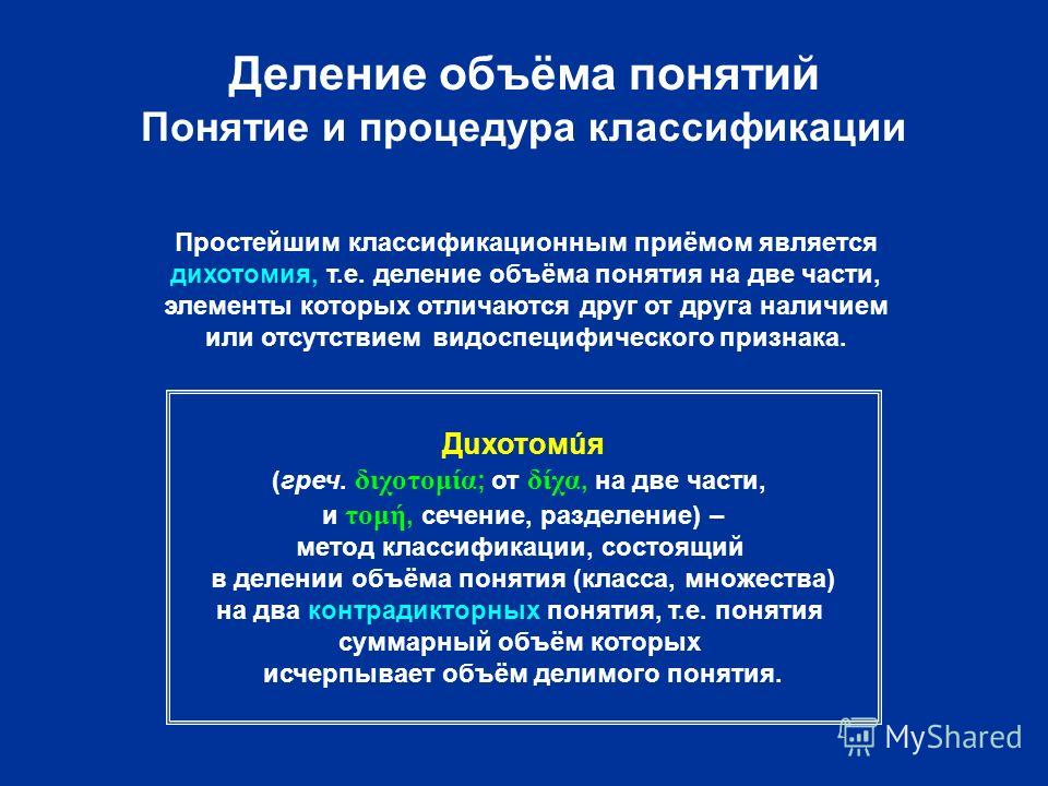 Деление и отношение понятий Деление и отношение понятий