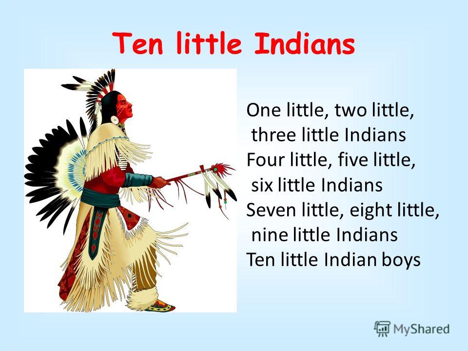 1 Little 2 Little 3 Little Indians Презентация на тему: "The numerals Френдак Галина Емельяновна, учитель