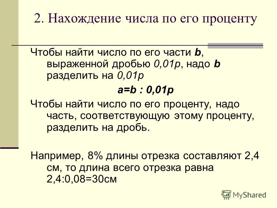 Презентация Нахождение Числа По Его Процентам 5 Класс