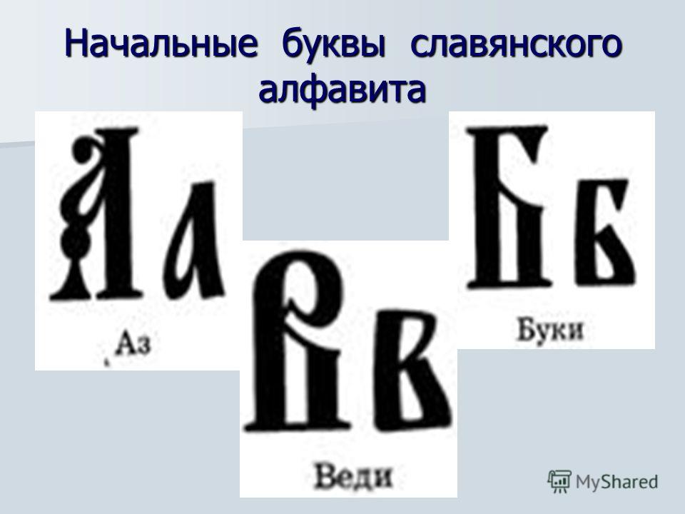 Начальные буквы славянского алфавита