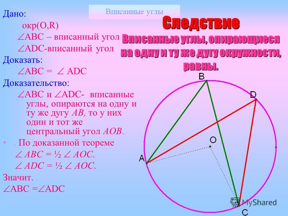 Презентация вписанные углы