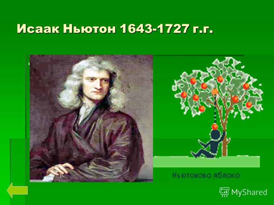 Исаак Ньютон 1643-1727 г.г. Силой всемирного тяготения называют силу, с которой все тела во Вселенной притягиваются друг к другу. Эта сила направлена всегда вниз к центру Земли. Открыл этот закон Исаак Ньютон Силой всемирного тяготения называют силу,