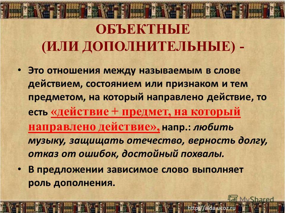 Смысловые отношения в словосочетаниях Типы синтаксических отношений в словосочетании