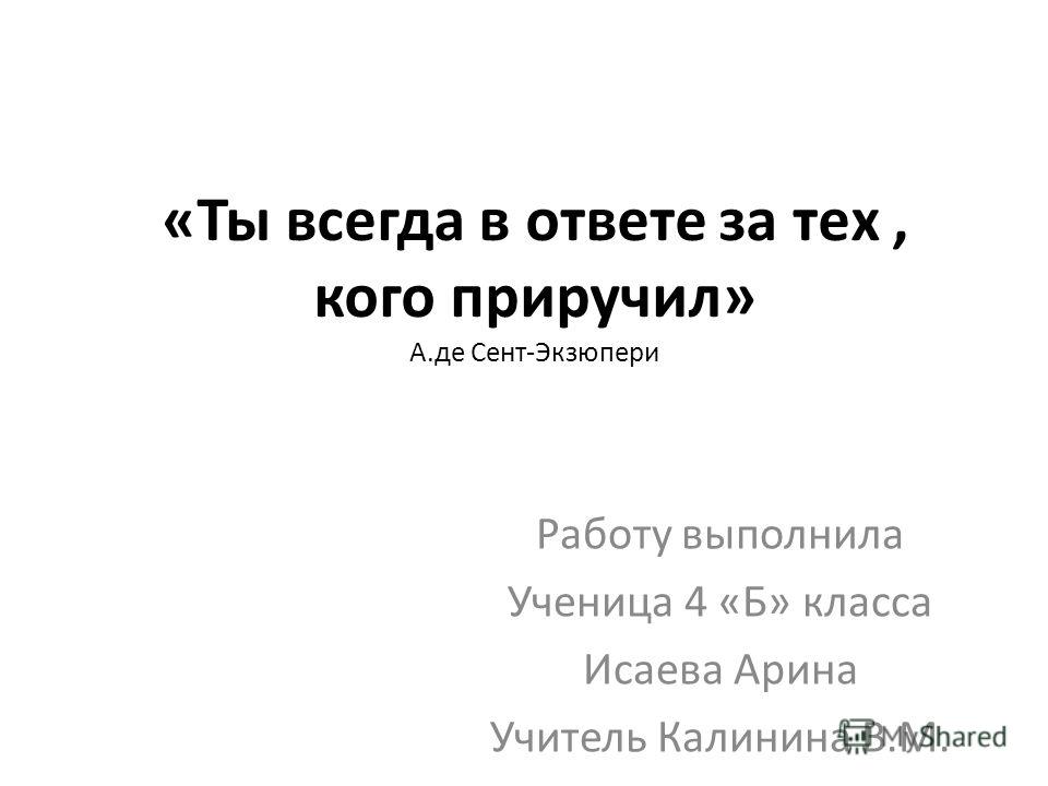 Сочинение по теме Ты навсегда в ответе за тех, кого приручил