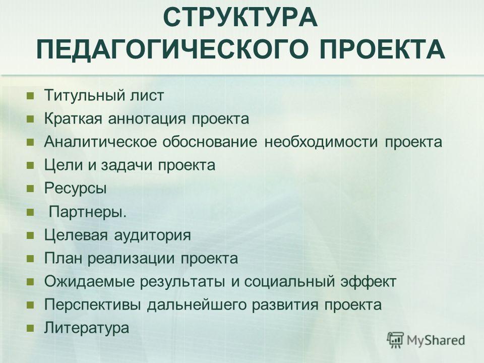 Структура образовательного проекта