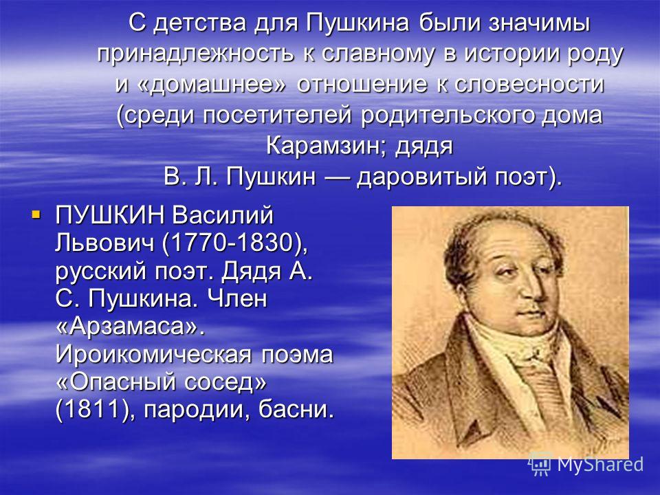 Пушкин Евгений Онегин. Текст романа «Евгений Онегин» Пушкина Дядя Пушкина Василий Львович - Интересные факты