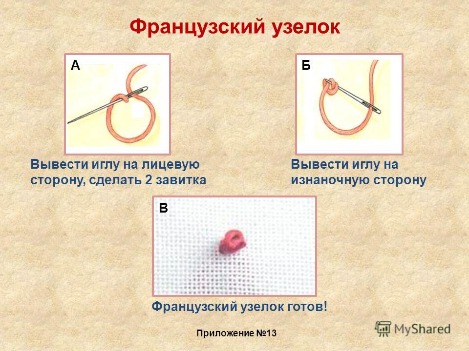 Как сделать французский узелок в вышивке крестом 22