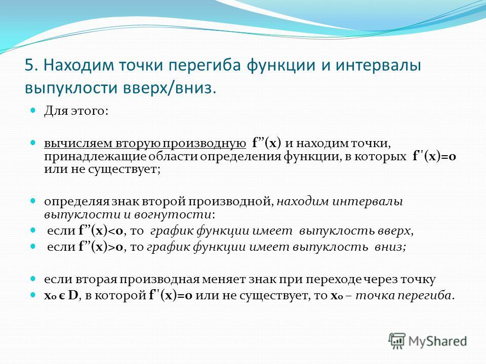 Выпуклость графика функции и точки перегиба презентация
