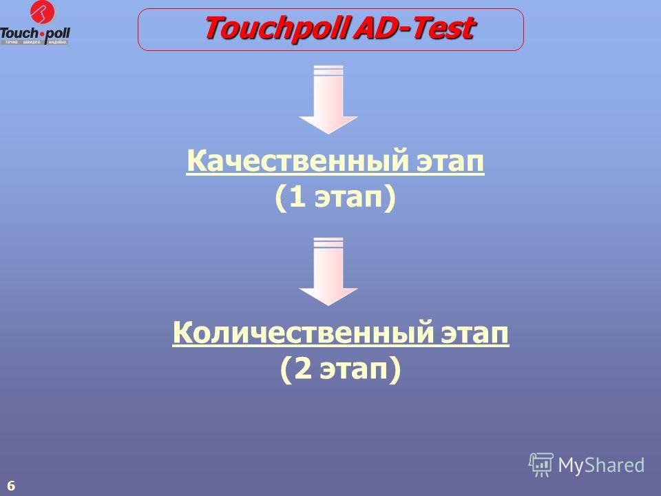 6 Качественный этап (1 этап) Количественный этап (2 этап) Touchpoll AD-Test