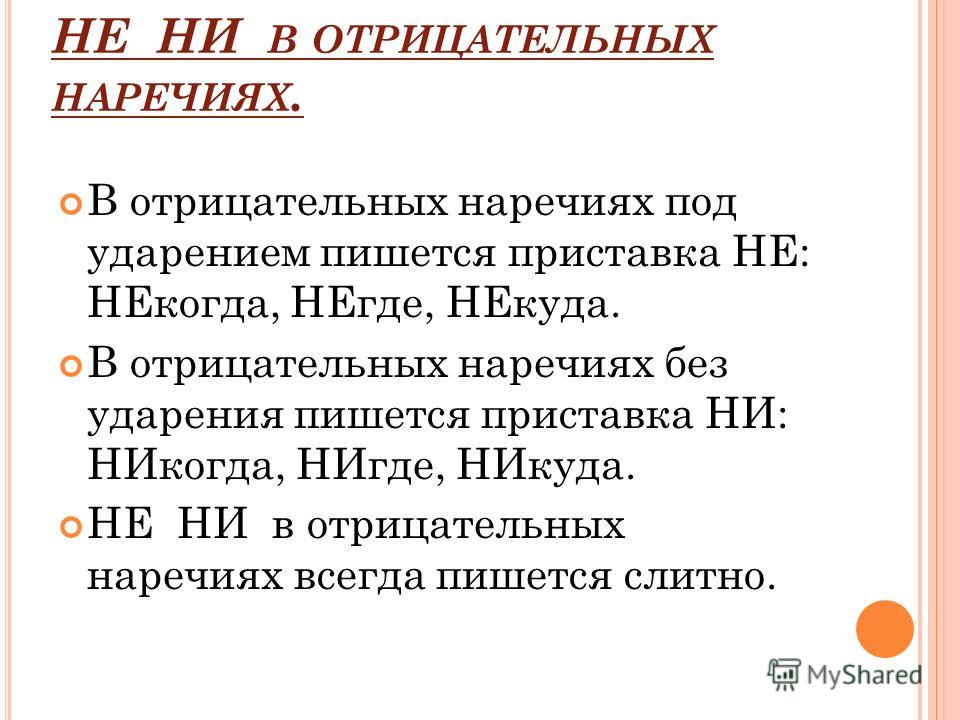 Что ни на есть примеры Не и ни в наречиях презентация