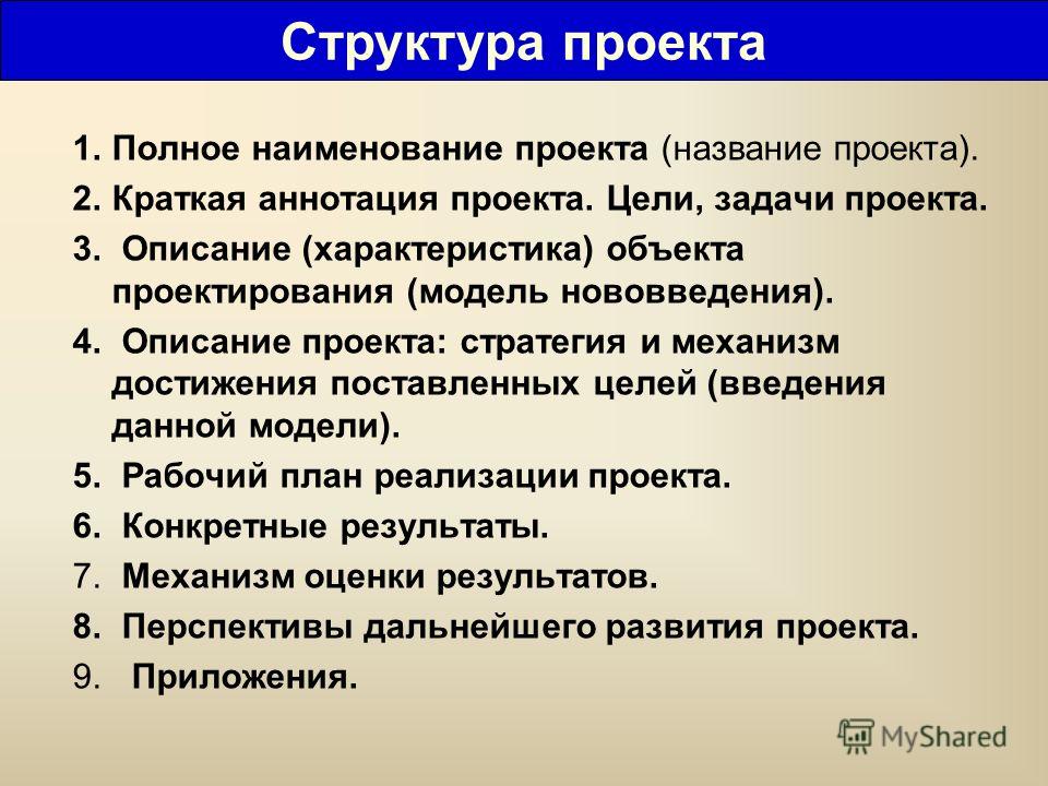 Описать структуру индивидуального проекта