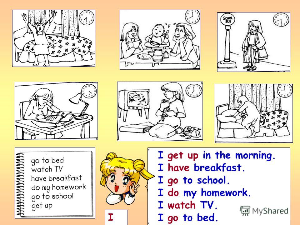 I do my homework in the morning