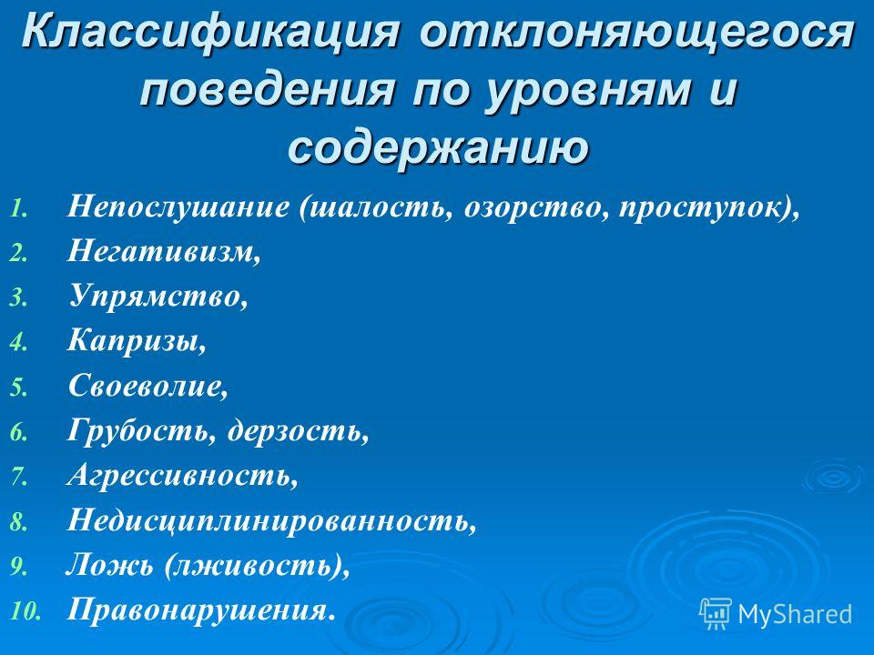 Психологическая Классификация Видов Отклоняющегося Поведения Презентация