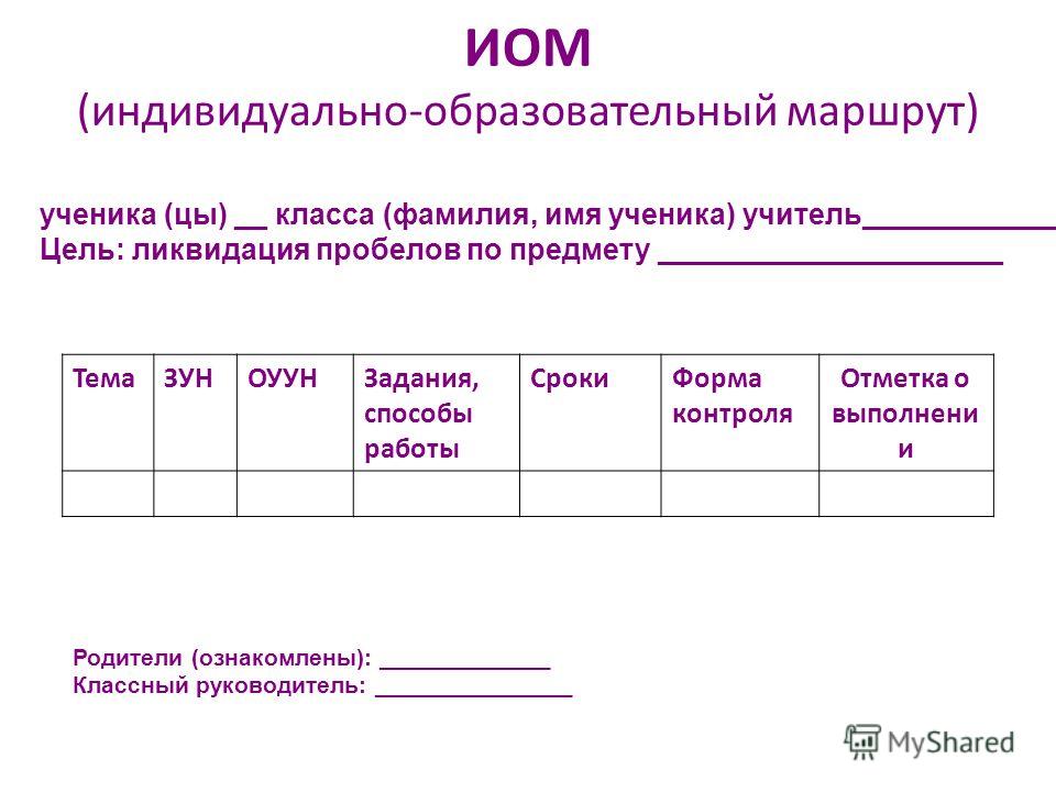 Проект индивидуального образовательного маршрута