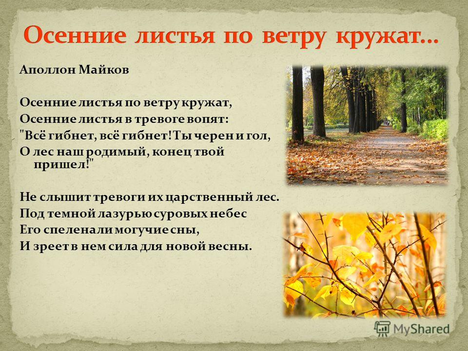 Майков Осенние Листья По Ветру Кружат