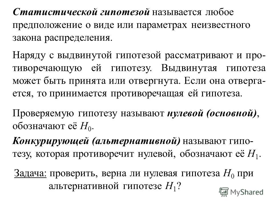 Проверка статистических гипотез презентация