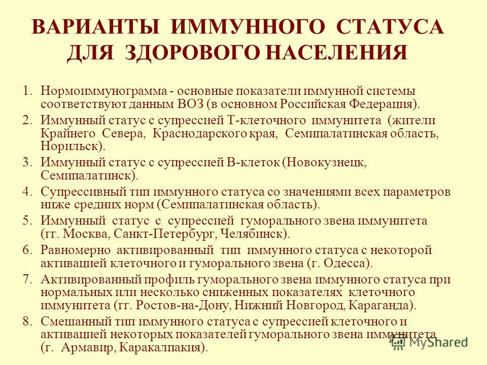 У кого какой иммунный статус У кого какой иммунный статус