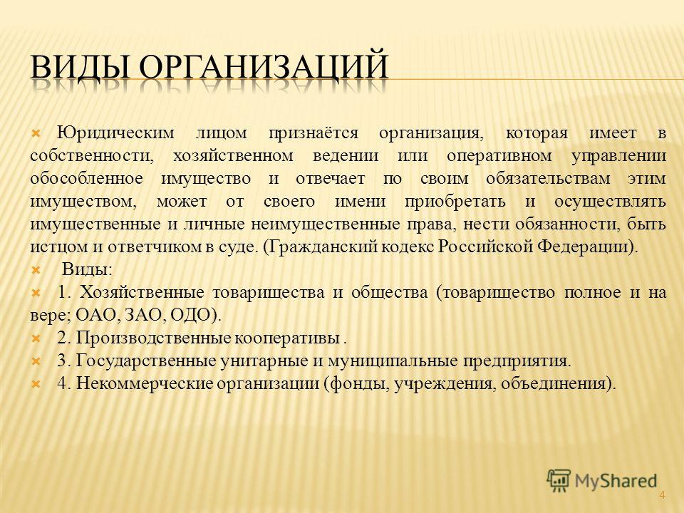 Юридическим лицом признается организация имеющая в собс таких случаях