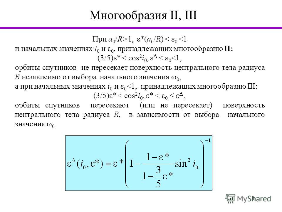 14 Многообразия II, III При a 0 /R>1, *(a 0 /R) < 0 