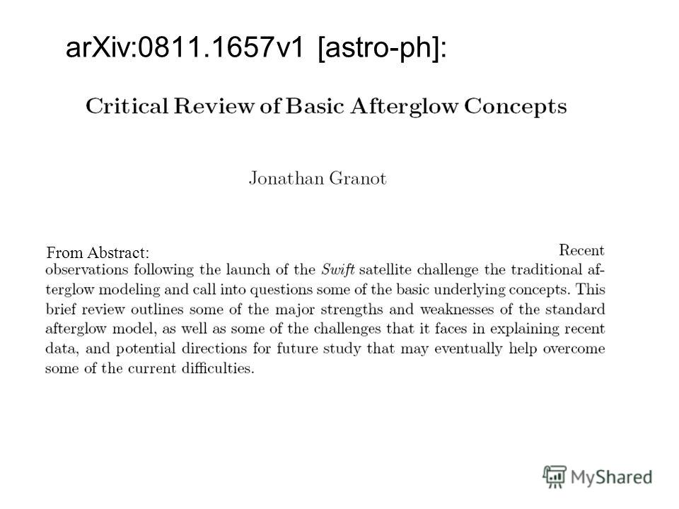 arXiv:0811.1657v1 [astro-ph]: From Abstract: