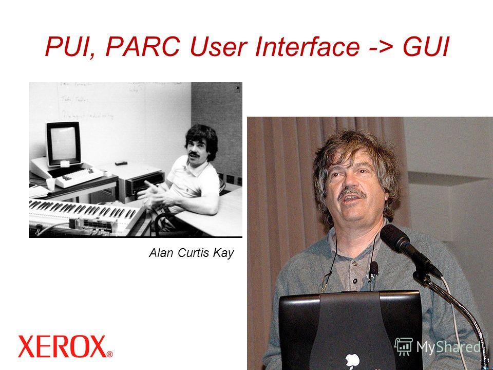 PUI, PARC User Interface -> GUI Alan Curtis Kay