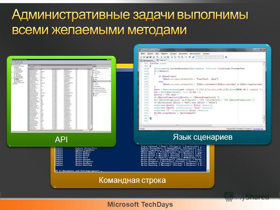 Microsoft TechDays Командная строка Язык сценариев API
